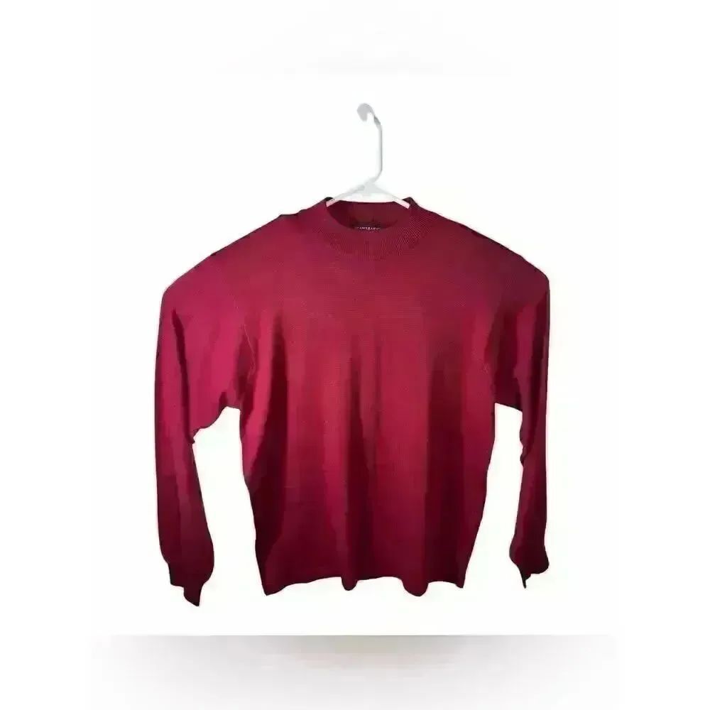 Jhane Barnes Men's Deep Red Crewneck Sweater 100% Silk Size Extra Large